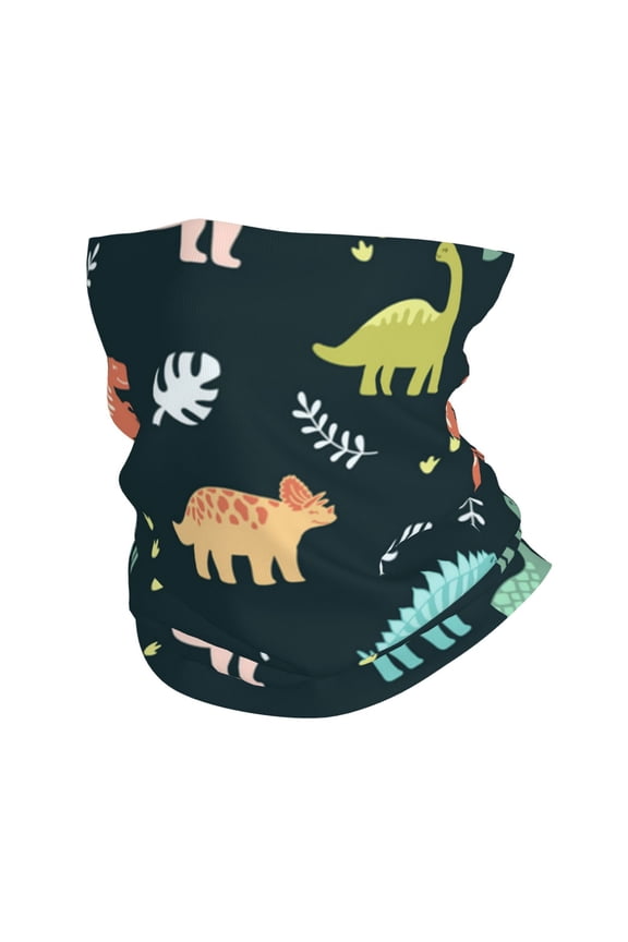 Face Mask Neck Gaiter Windproof Bandana Headwear Breathable Cover Outdoor Scarf, Dinosaurs And Leaves