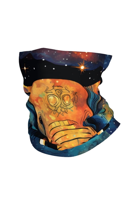Face Mask Neck Gaiter Windproof Bandana Headwear Breathable Cover Outdoor Scarf, Elephant Indian Psychedelic Starry
