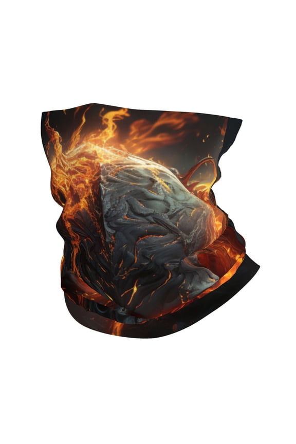 Face Mask Neck Gaiter Windproof Bandana Headwear Breathable Cover Outdoor Scarf, Fire Skull Gothic Cool