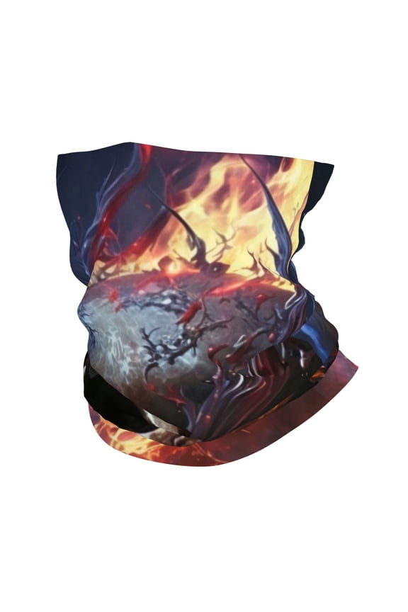 Face Mask Neck Gaiter Windproof Bandana Headwear Breathable Cover Outdoor Scarf, Gothic Skull On Fire Death Cool