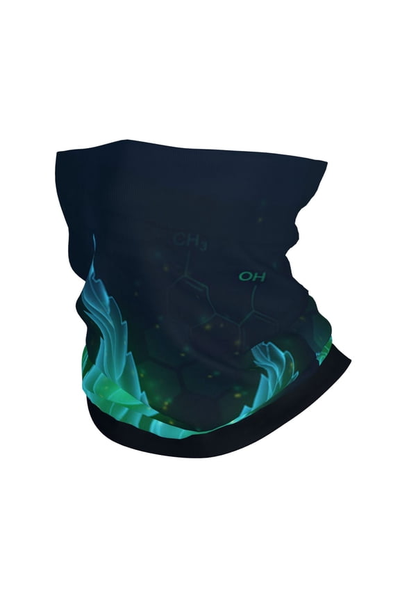 Face Mask Neck Gaiter Windproof Bandana Headwear Breathable Cover Outdoor Scarf, Green Leaves With Formula