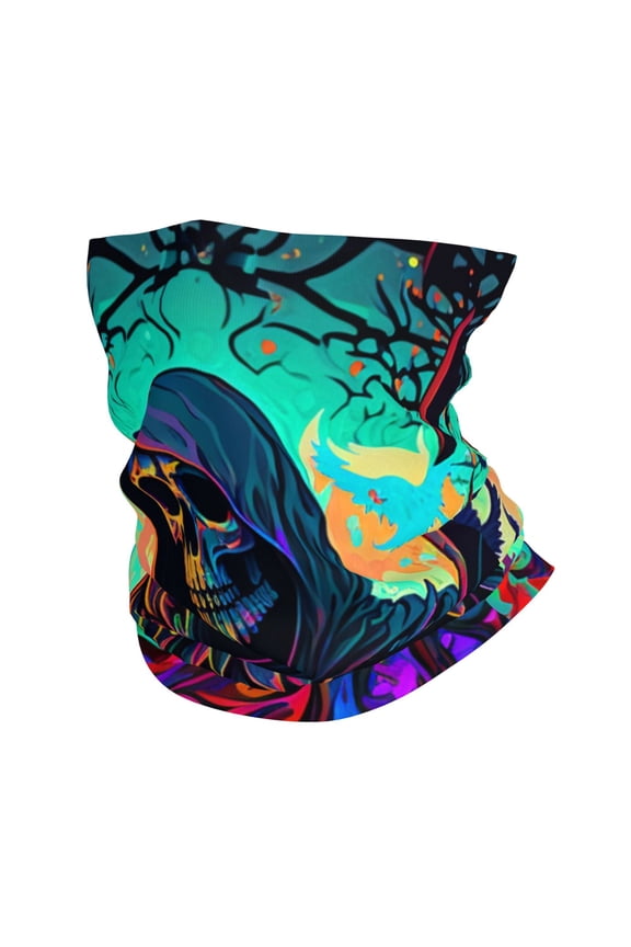 Face Mask Neck Gaiter Windproof Bandana Headwear Breathable Cover Outdoor Scarf, Grim Reaper Dark Psychedelic Death