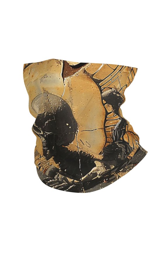 Face Mask Neck Gaiter Windproof Bandana Headwear Breathable Cover Outdoor Scarf, Grim Reaper Skeleton Angel Vintage Horror