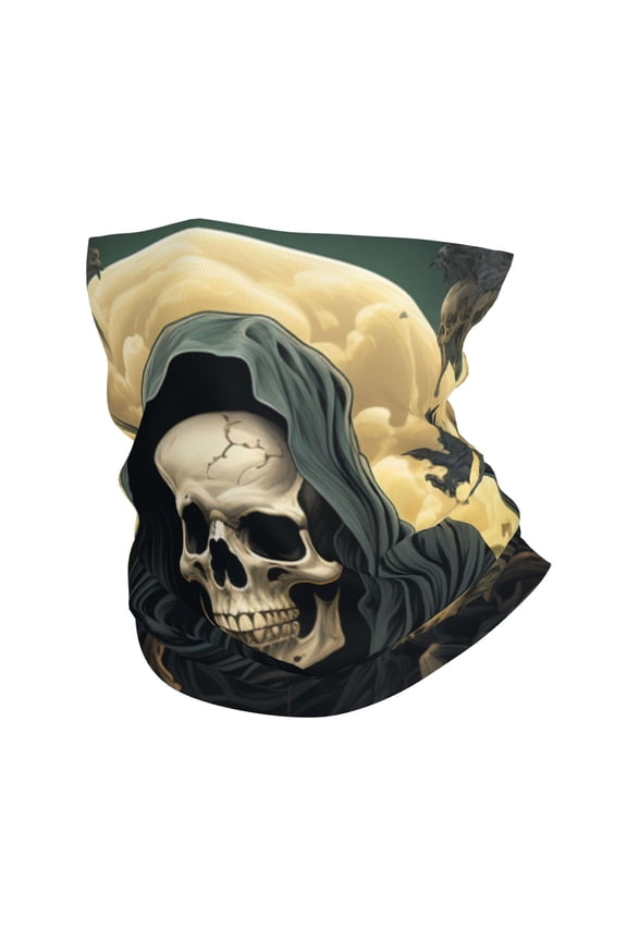 Face Mask Neck Gaiter Windproof Bandana Headwear Breathable Cover Outdoor Scarf, Grim Reaper Skeleton Skull Art