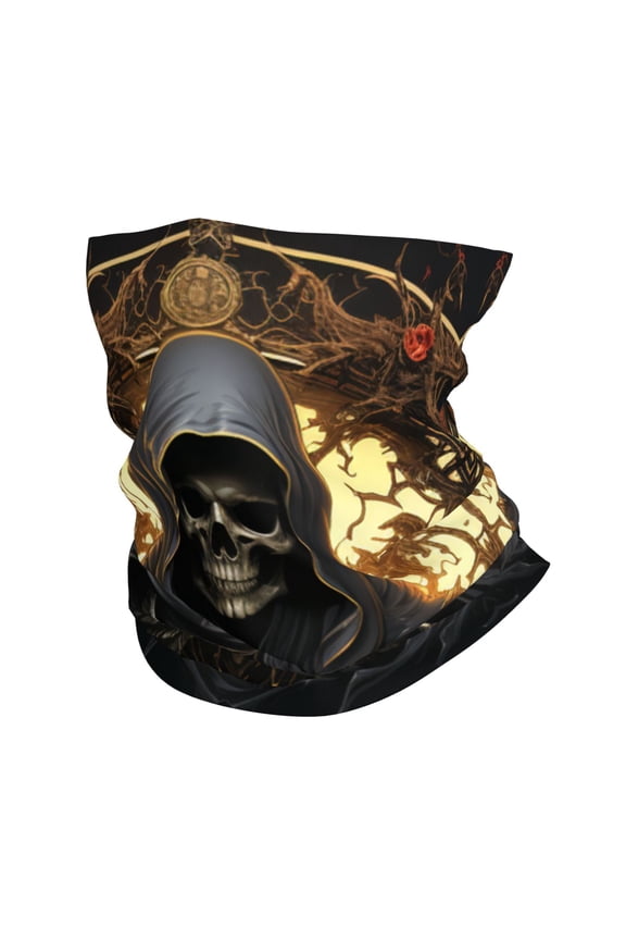 Face Mask Neck Gaiter Windproof Bandana Headwear Breathable Cover Outdoor Scarf, Grim Reaper Skull Angel Skeleton Cool