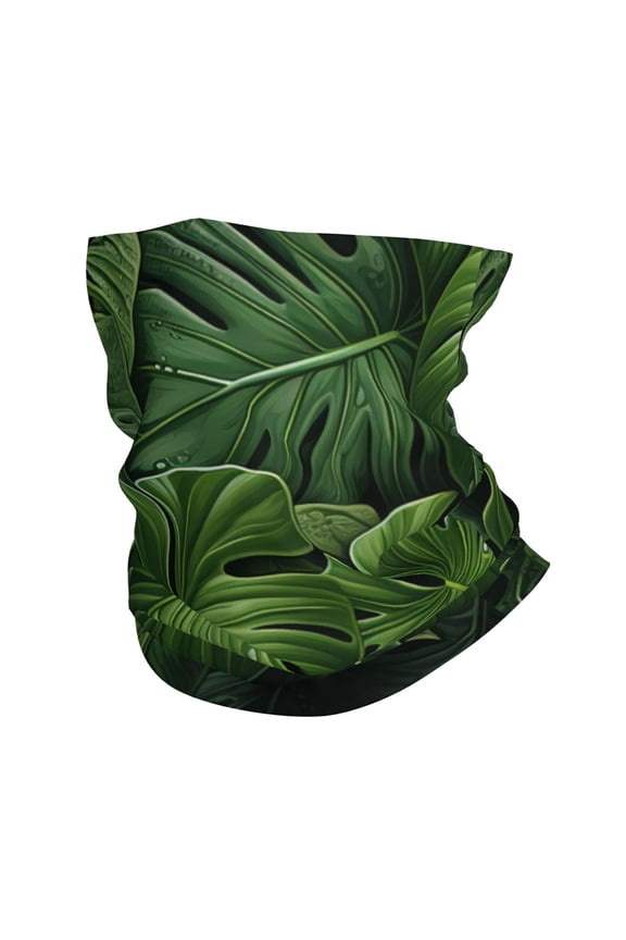 Face Mask Neck Gaiter Windproof Bandana Headwear Breathable Cover Outdoor Scarf, Hawaii Tiki Palm Leaf Green