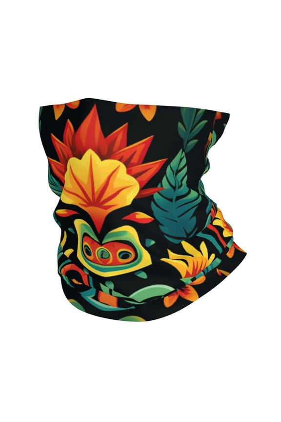 Face Mask Neck Gaiter Windproof Bandana Headwear Breathable Cover Outdoor Scarf, Hawaiian Tiki Tribal Retro Cool