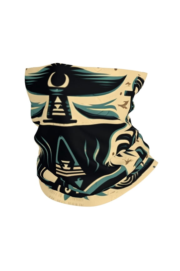Face Mask Neck Gaiter Windproof Bandana Headwear Breathable Cover Outdoor Scarf, Hawaiian Tiki Tribal Retro