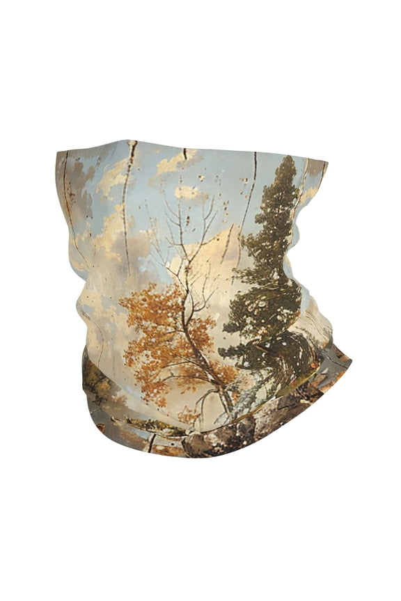 Face Mask Neck Gaiter Windproof Bandana Headwear Breathable Cover Outdoor Scarf, Hunting Cabin Fish Leaf Fishing Vintage