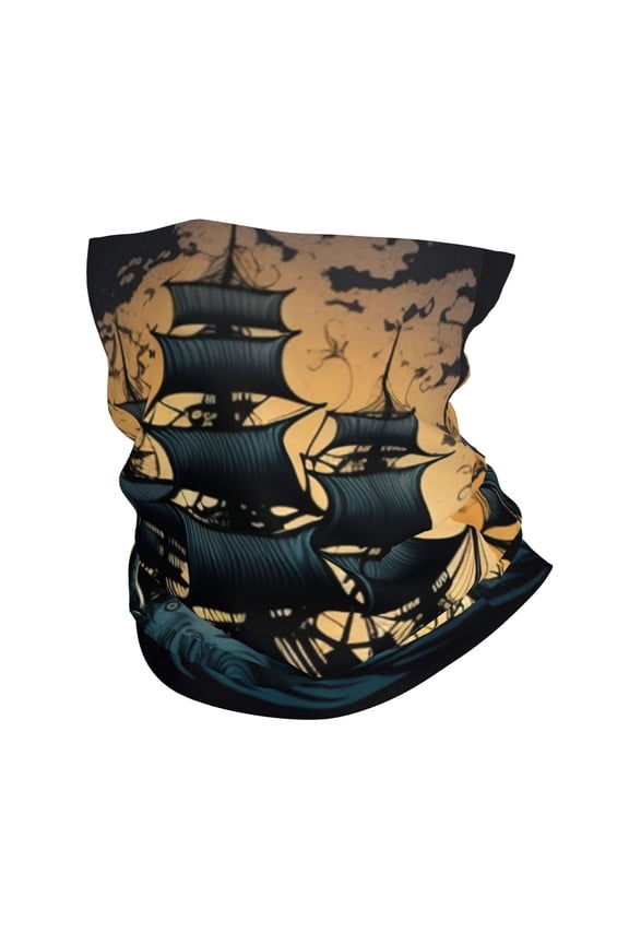 Face Mask Neck Gaiter Windproof Bandana Headwear Breathable Cover Outdoor Scarf, Kraken Octopus Tentacles Retro Boat