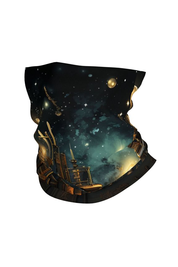 Face Mask Neck Gaiter Windproof Bandana Headwear Breathable Cover Outdoor Scarf, Library Books Magic Vintage Starry