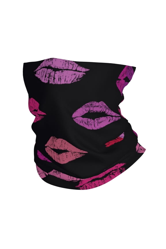 Face Mask Neck Gaiter Windproof Bandana Headwear Breathable Cover Outdoor Scarf, Lips Kiss
