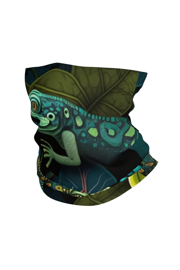 Face Mask Neck Gaiter Windproof Bandana Headwear Breathable Cover Outdoor Scarf, Lizards Lizard Art Green