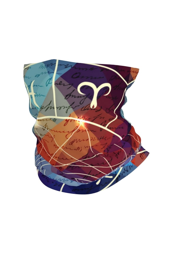 Face Mask Neck Gaiter Windproof Bandana Headwear Breathable Cover Outdoor Scarf, Magic Circle With Zodiacs Sign