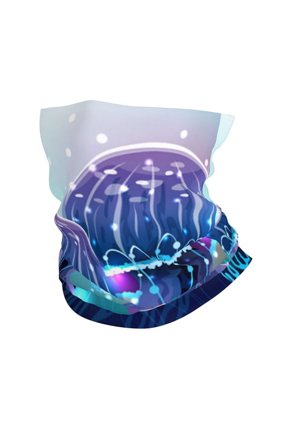 Face Mask Neck Gaiter Windproof Bandana Headwear Breathable Cover Outdoor Scarf, Magic Neon Light Jellyfish