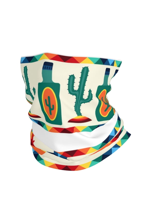 Face Mask Neck Gaiter Windproof Bandana Headwear Breathable Cover Outdoor Scarf, Mexican Geometric Native Ethnic Retro