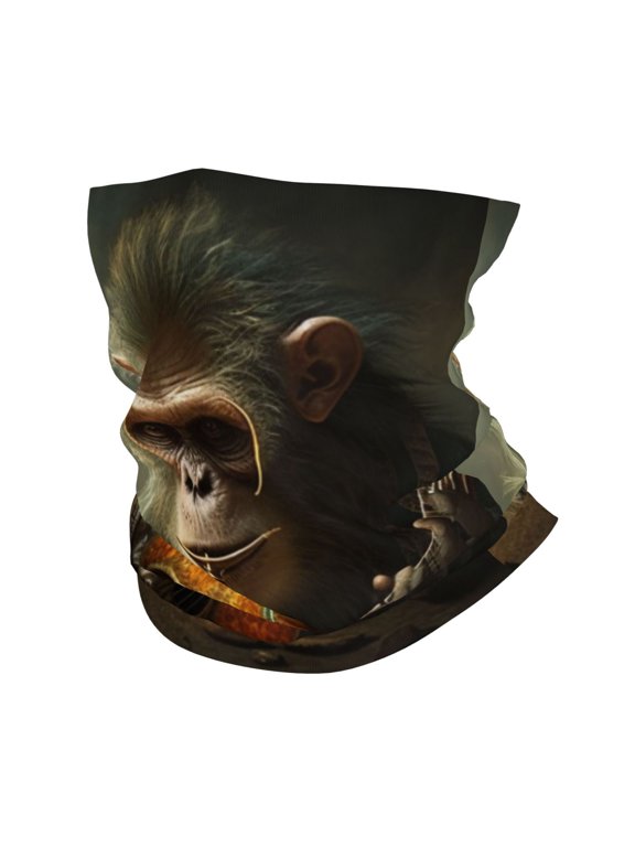 Face Mask Neck Gaiter Windproof Bandana Headwear Breathable Cover Outdoor Scarf, Monkey Playing Guitar Funny