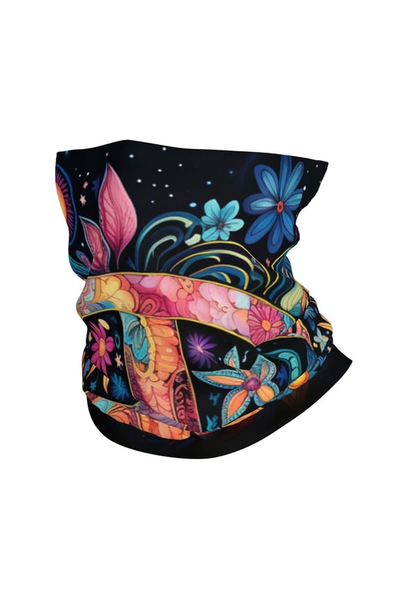Face Mask Neck Gaiter Windproof Bandana Headwear Breathable Cover Outdoor Scarf, Peace Sign Hippy Art