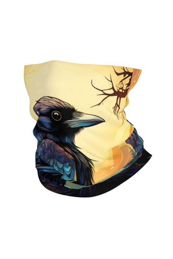 Face Mask Neck Gaiter Windproof Bandana Headwear Breathable Cover Outdoor Scarf, Raven Moonlight Starry Art