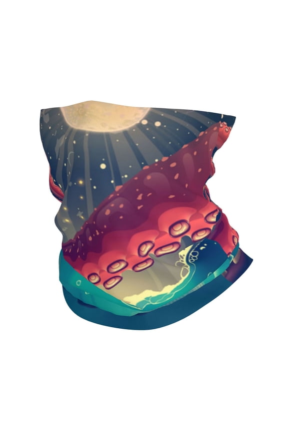 Face Mask Neck Gaiter Windproof Bandana Headwear Breathable Cover Outdoor Scarf, Red Octopus Tentacles Predator Fish