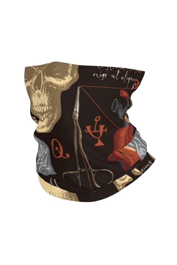 Face Mask Neck Gaiter Windproof Bandana Headwear Breathable Cover Outdoor Scarf, Retro Bones Organs Skull