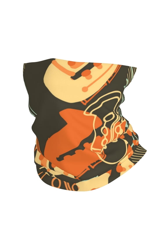 Face Mask Neck Gaiter Windproof Bandana Headwear Breathable Cover Outdoor Scarf, Sax Musical Party Art Retro