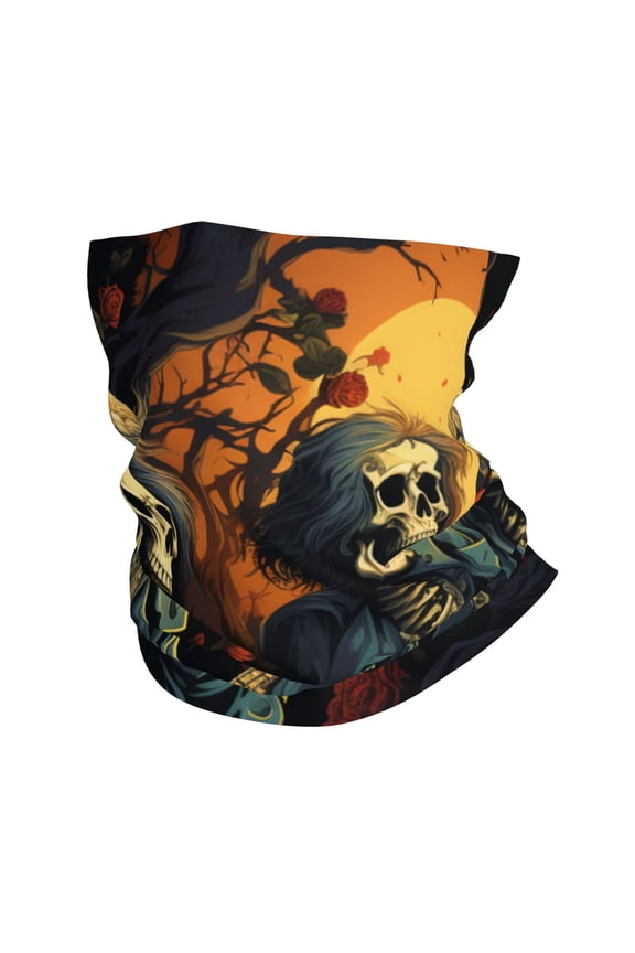 Face Mask Neck Gaiter Windproof Bandana Headwear Breathable Cover Outdoor Scarf, Skull Heavy Metal Rock Skeleton Cool