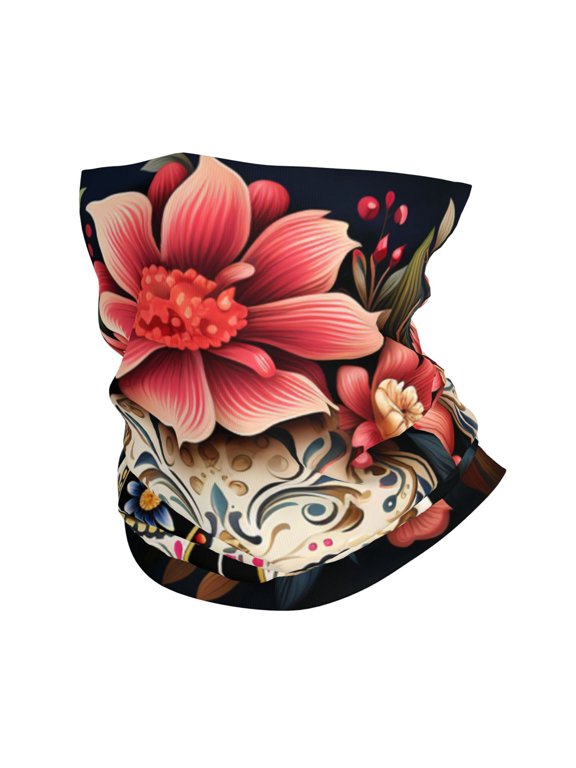 Face Mask Neck Gaiter Windproof Bandana Headwear Breathable Cover Outdoor Scarf, Skulls Gothic Day Of The Dead Art