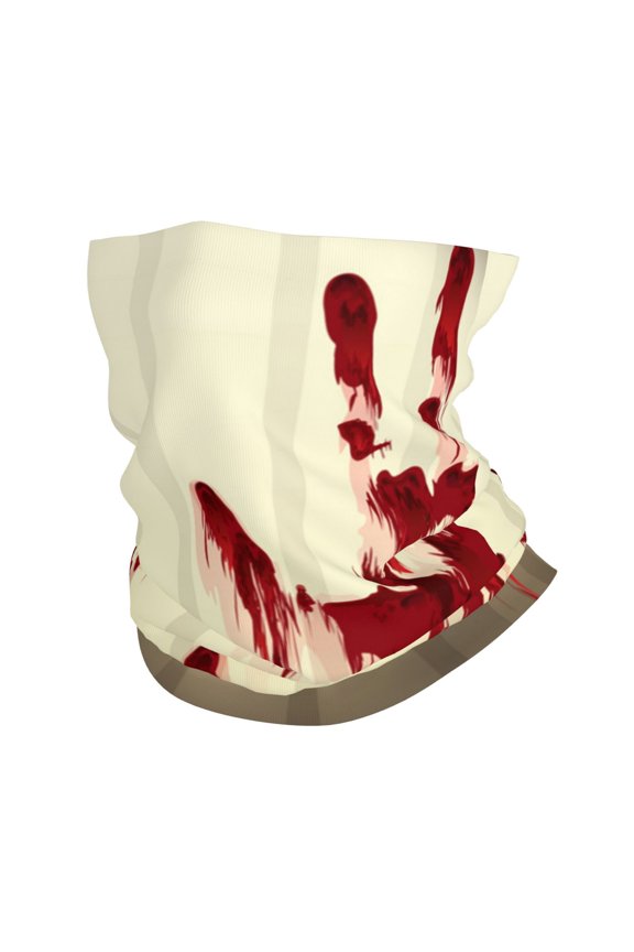 Face Mask Neck Gaiter Windproof Bandana Headwear Breathable Cover Outdoor Scarf, Splatter Bloody Hand Prints