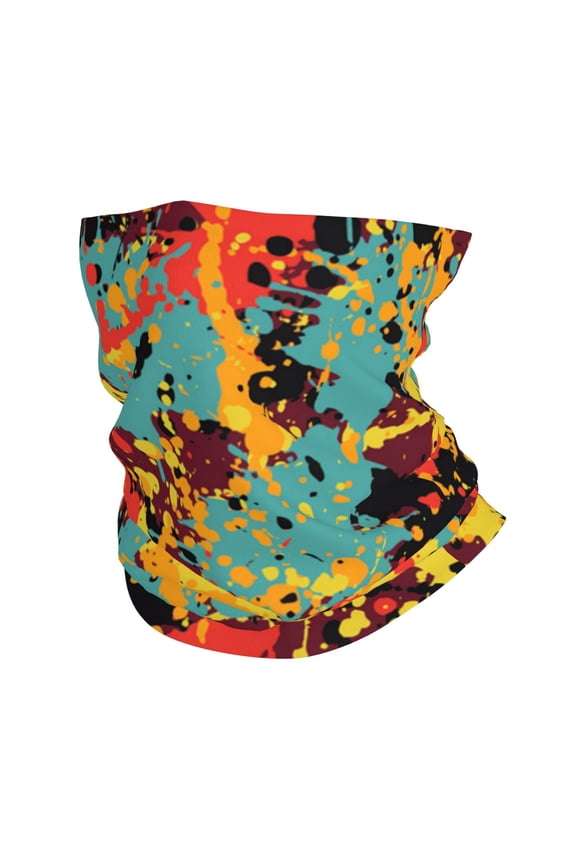 Face Mask Neck Gaiter Windproof Bandana Headwear Breathable Cover Outdoor Scarf, Splatter Ink Paint Grunge Splash