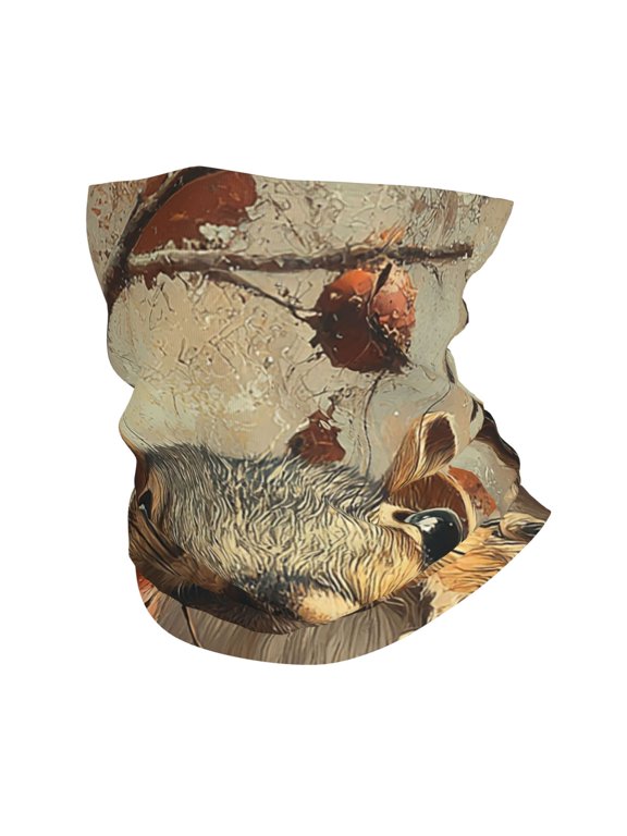 Face Mask Neck Gaiter Windproof Bandana Headwear Breathable Cover Outdoor Scarf, Squirrel Retro