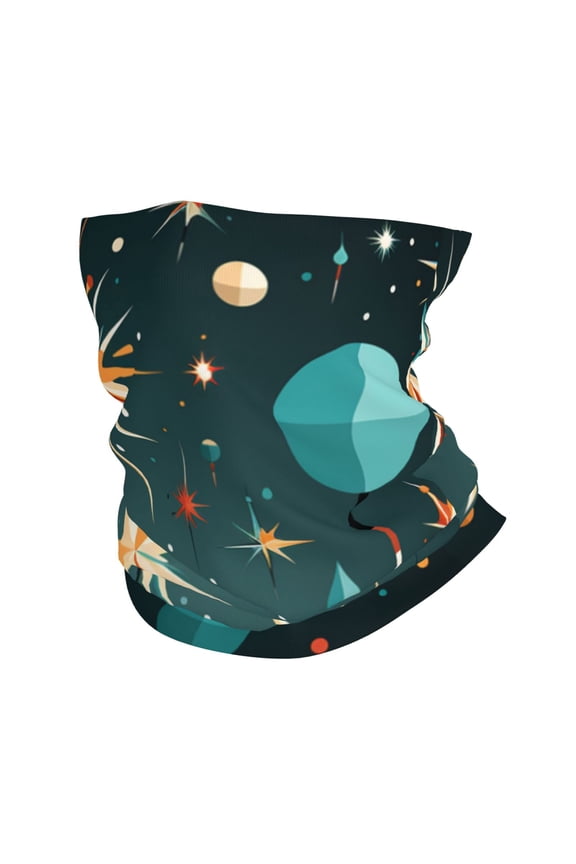 Face Mask Neck Gaiter Windproof Bandana Headwear Breathable Cover Outdoor Scarf, Star Retro Mid Century Atomic Starry Vintage