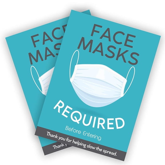 Face Mask Required 5" X 7" Electrostatic Label, 2 Pack