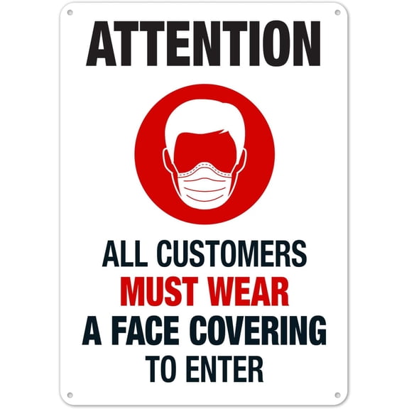 Face Mask Required Sign Metal Sign 12X8 Inches