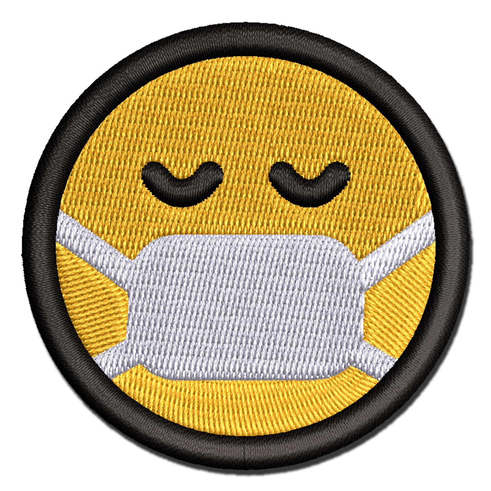 Face Mask Sick Health Emoticon Applique Multi-Color Embroidered Iron-On ...