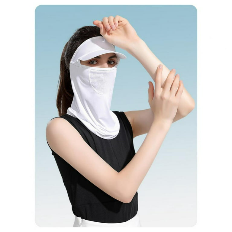 Face Mask UV Protection Summer Sunscreen Ice Silk Mask Female Outdoor  Riding Sunshade Integrated Breathable Golf Face Veil 