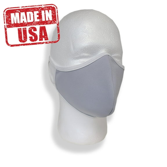 Face Mask Washable Reusable Soft Double Layer Fabric Professional High Quality MADE IN USA Light Grey with White Trim