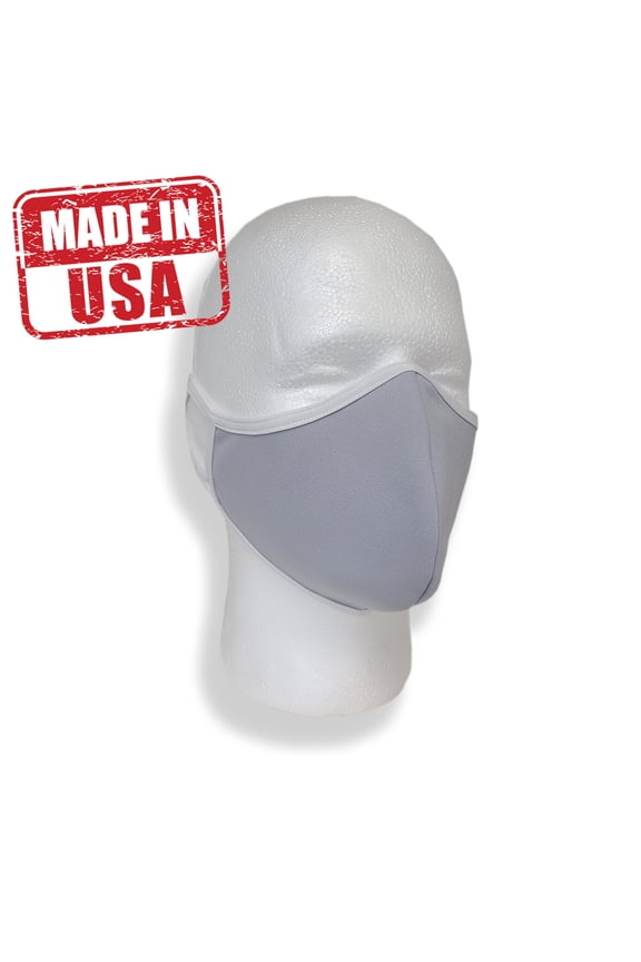 Face Mask Washable Reusable Soft Double Layer Fabric Professional High Quality MADE IN USA Light Grey with White Trim