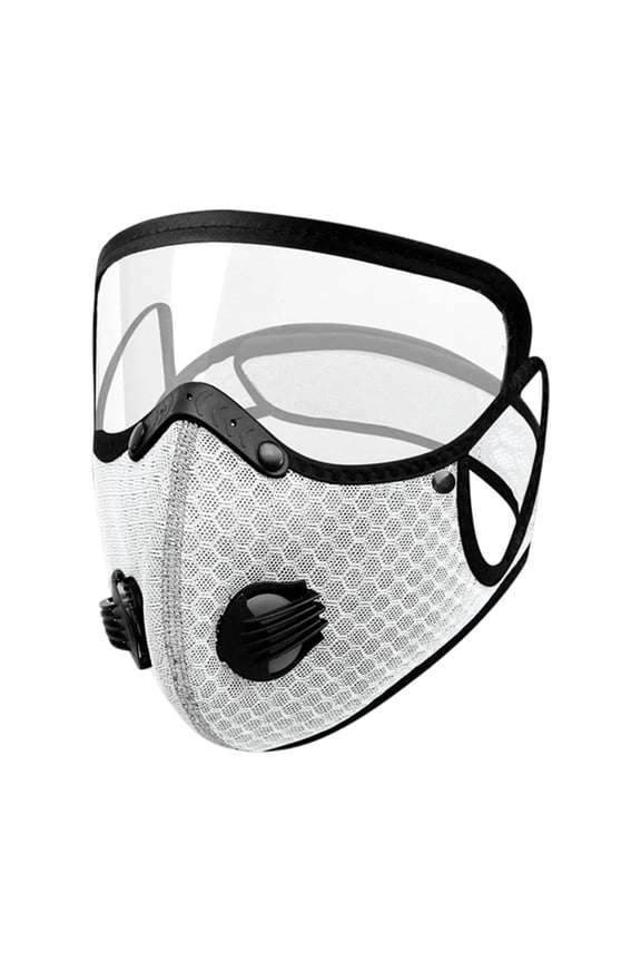 Face Mask for Dust with Clear Face Reusable Face Mask for Sports & Outdoor Activity Pollen Protection White