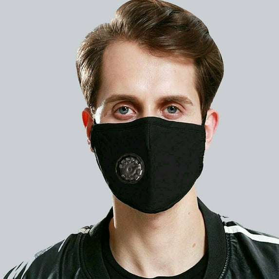 Face Mask with Breathable Air Valve and Filter, Reusable Washable 100% Cotton Masks Unbranded - Black