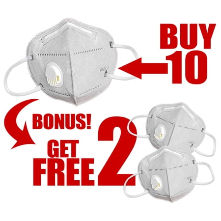 Face Mask with Exhale Vent - 10 Plus 2 Free