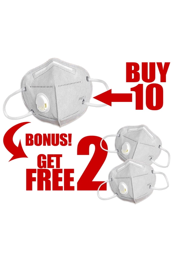 Face Mask with Exhale Vent - 10 Plus 2 Free