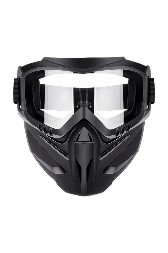 Face Mask with Goggles, Breathable Dustproof Windproof Full Head Cover Skull Mask for Outdoor Cycling Motocross Skiing and Paintball Clear