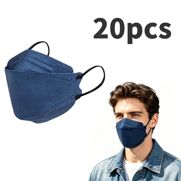Face Masks Adult 3D Fish Type Masks Face Mask Filter Non Woven Fabric Face Masks Dark blue 25PCS Against PM2.5 from Fire Smoke& Dust Filter