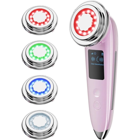 Face Massager 4 in 1 Cross-Border Photon Skin Rejuvenation Beauty Device Microcurrent Lifting Color Light Constant Temperature Heating Facial(White)