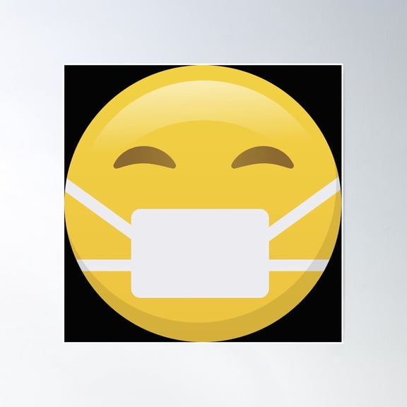 Face Medical Mask Emojis Poster Wall Art, Modern Wall Decor, 30x30 UNFRAMED