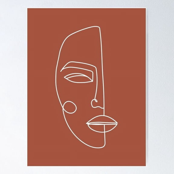 Face Minimal Rust Poster Wall Art, Modern Wall Decor For Living Room Bedroom, 8x12 UNFRAMED