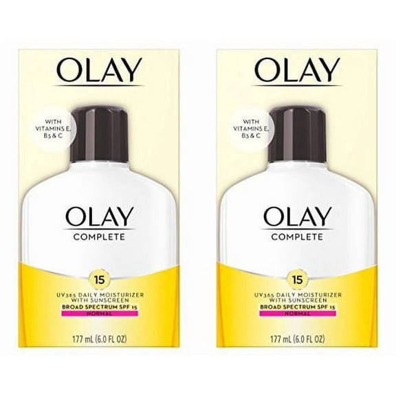 Face Moisturizer by Olay Complete Lotion All Day Moisturizer with SPF 15 for Normal Skin, 6 Fl Oz (Pack of 2)
