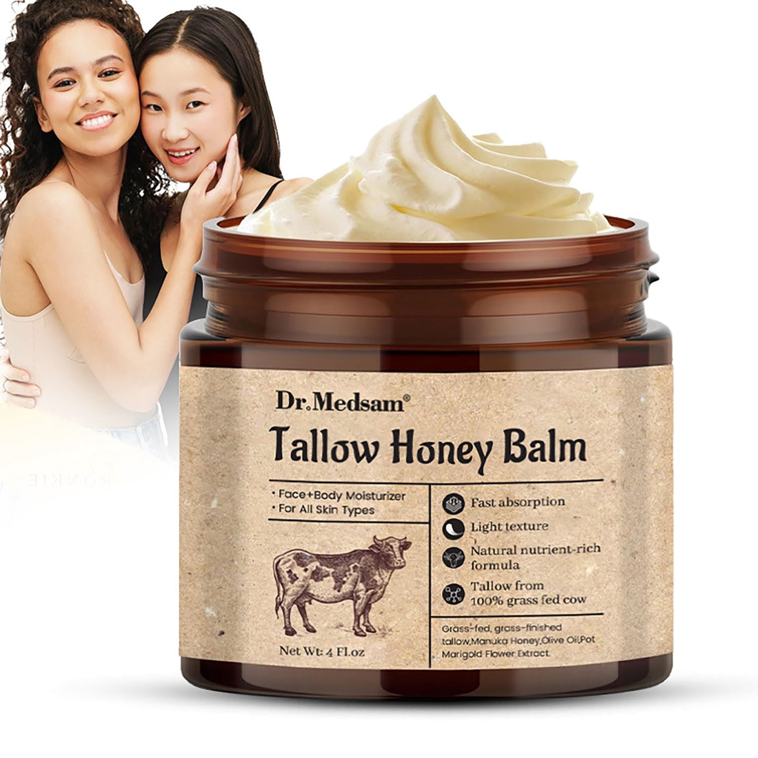 Talgbalsam Mit Honig – Organic, Unparfümiert, Schnell Einziehend Für Gesicht & Körper