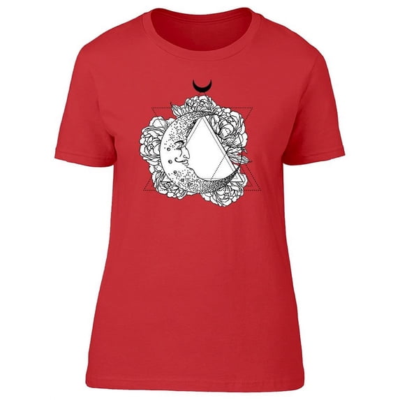 Face Moon Over Geometry Design T-Shirt Women -Image by Shutterstock, Female 3X-Large